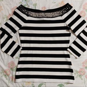 WHBM beaded striped top